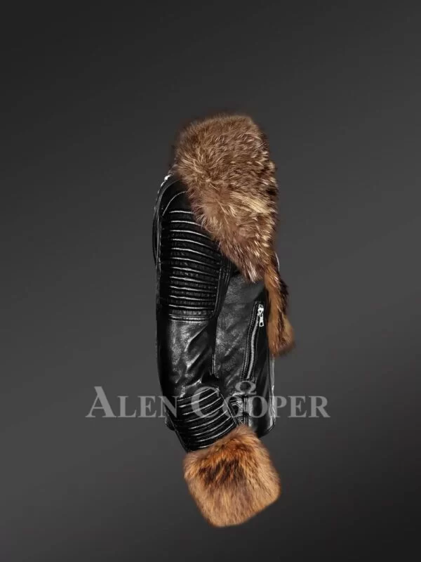 Leather Jacket with Fur for Women - Image 5