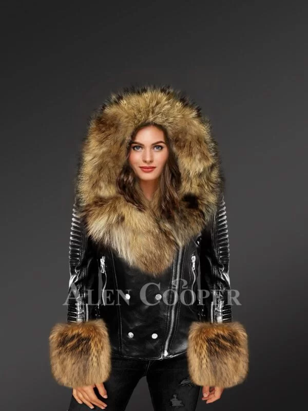 Leather Jacket with Fur for Women - Image 4
