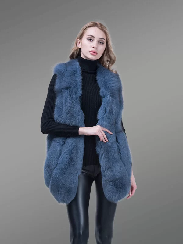 Blue Sleeveless Vest For Women - Image 6