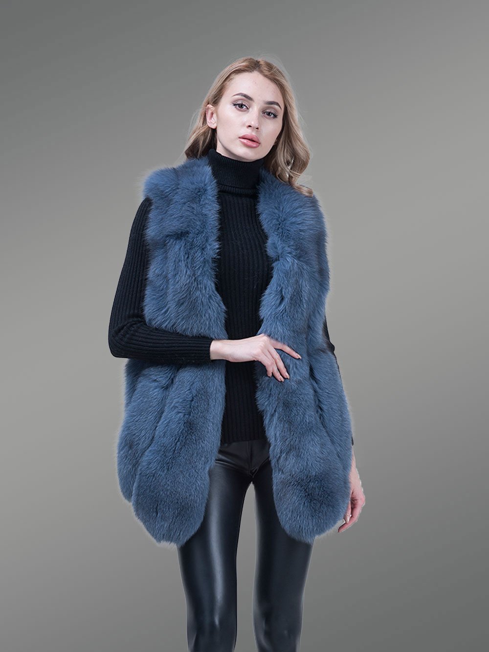 Blue Sleeveless Vest For Women - Image 6
