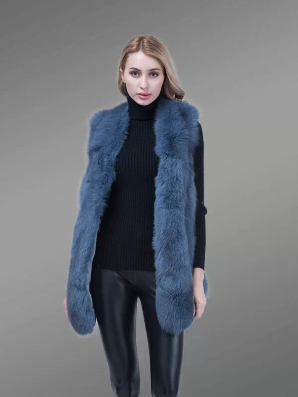 Blue Sleeveless Vest For Women - Image 3