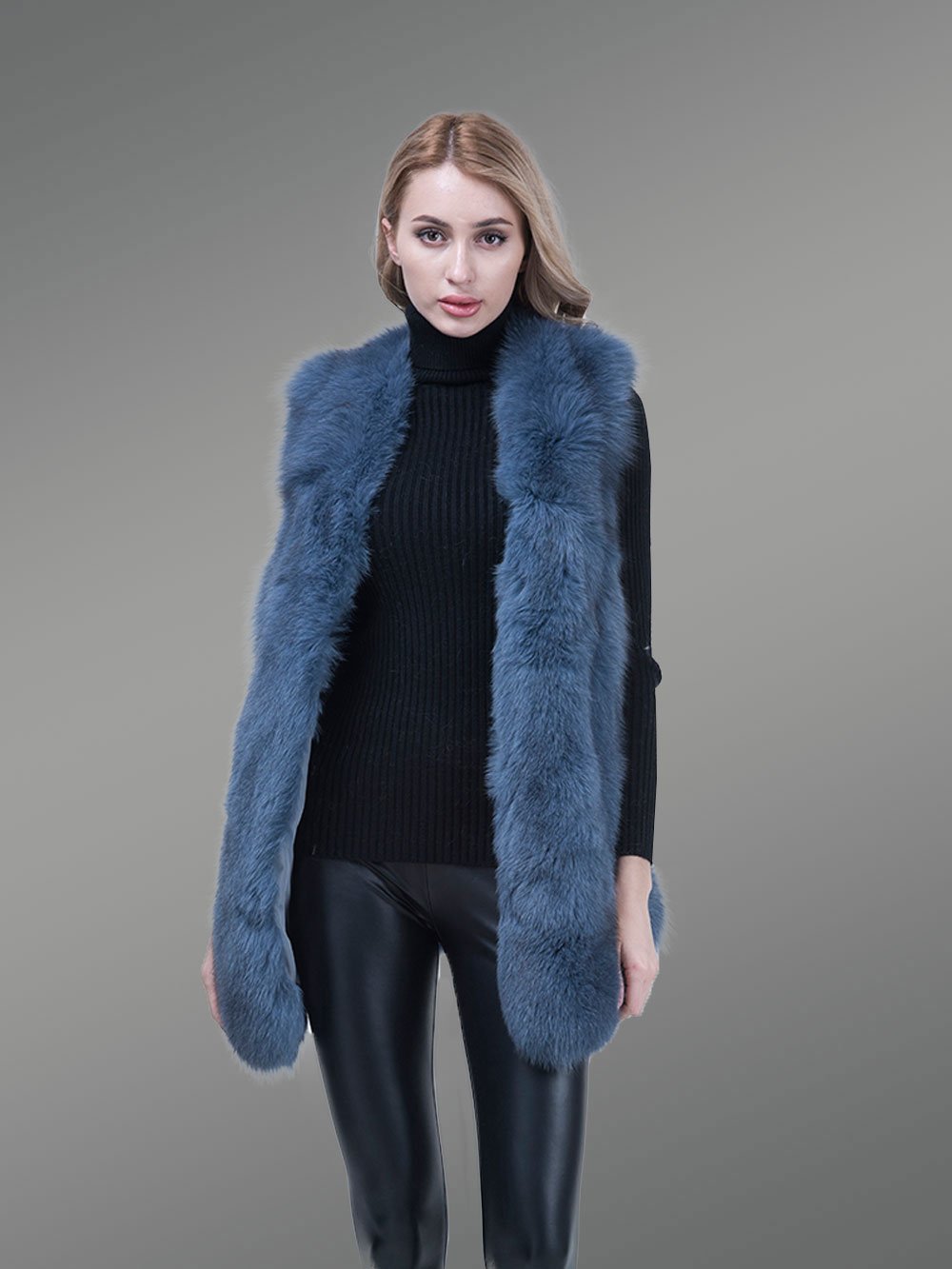 Blue Sleeveless Vest For Women - Image 3