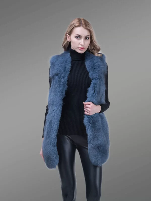 Blue Sleeveless Vest For Women - Image 4