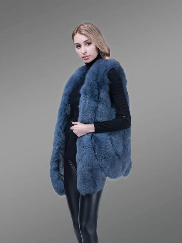 Blue Sleeveless Vest For Women - Image 5