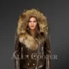 Coffee Moto Jackets with Detachable Finn Raccoon Fur Collar & Hood