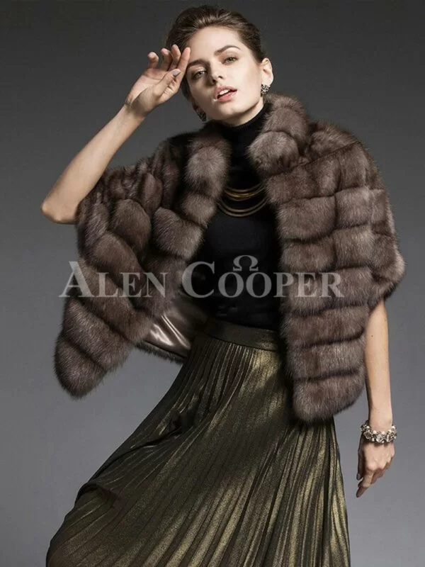 Cropped Russian sable fur coat jacket