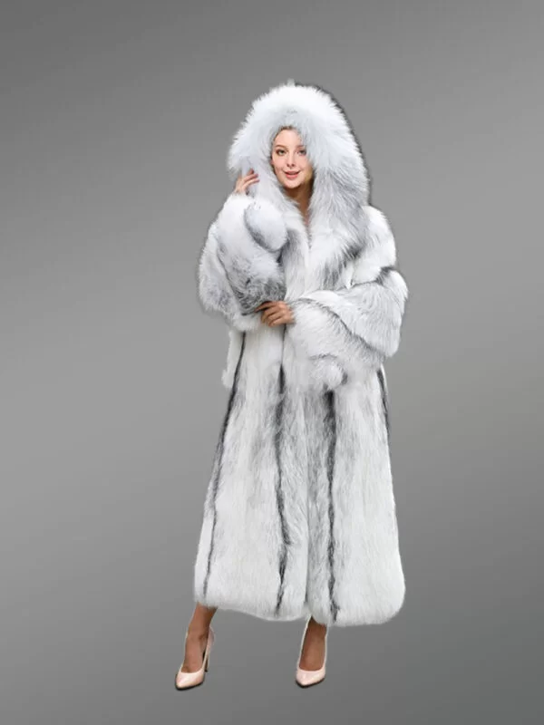 Cross Fox Fur Long Coat for Women - Image 2