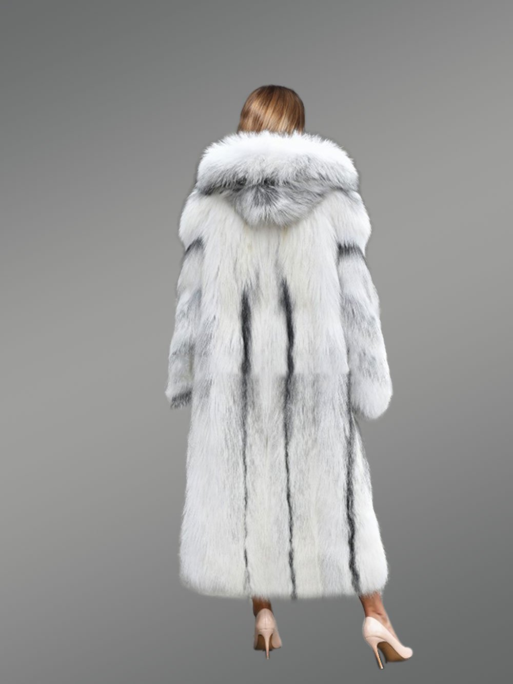 Cross Fox Fur Long Coat for Women - Image 4