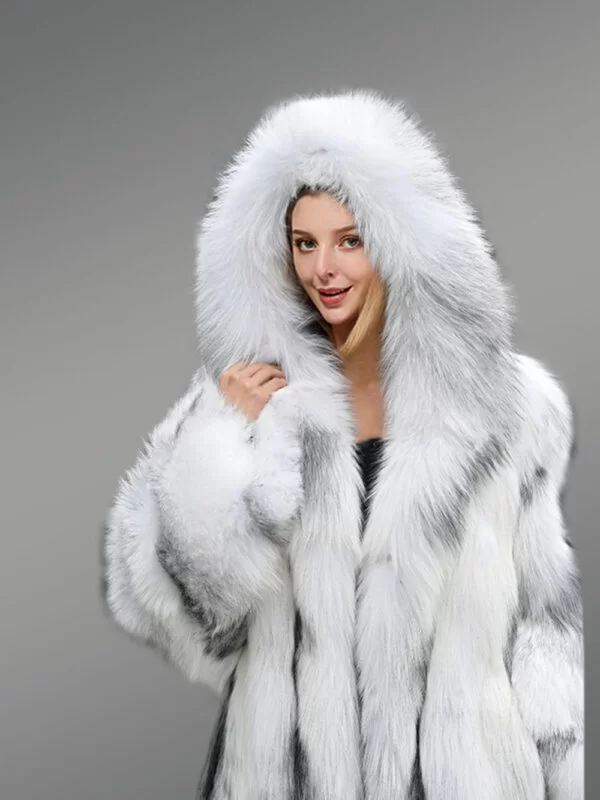 Cross Fox Fur Long Coat for Women - Image 3