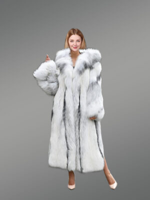 Cross Fox Fur Long Coat for Women