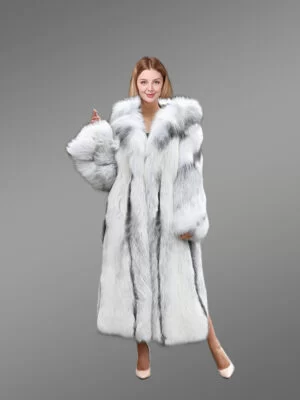 Cross Fox Fur Long Coat for Women