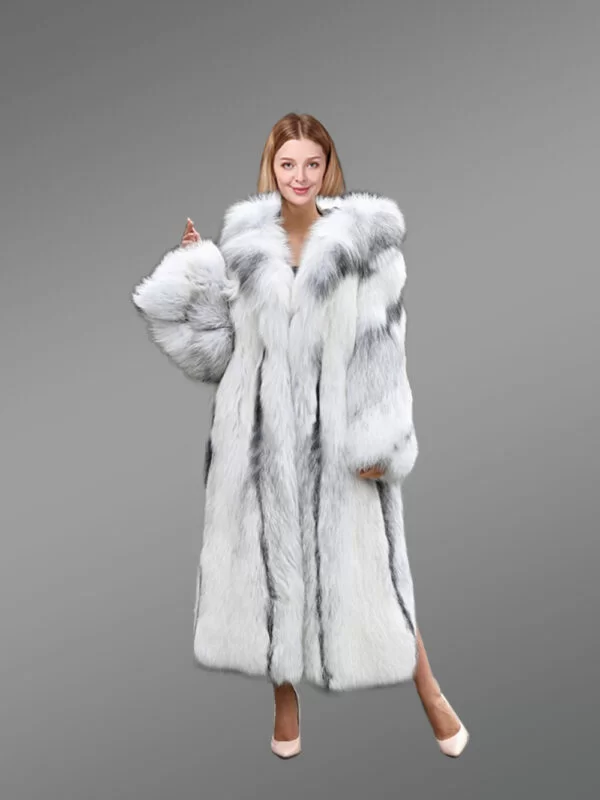 Cross Fox Fur Long Coat for Women