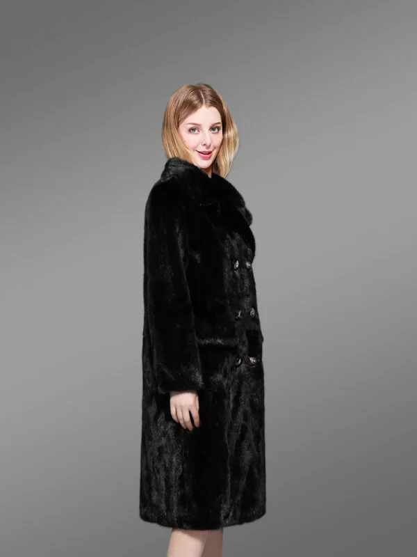 Double Breasted Mink Fur Coat for Elegant Women - Image 2