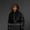 Exotic Black Leather Bomber Jacket for Women