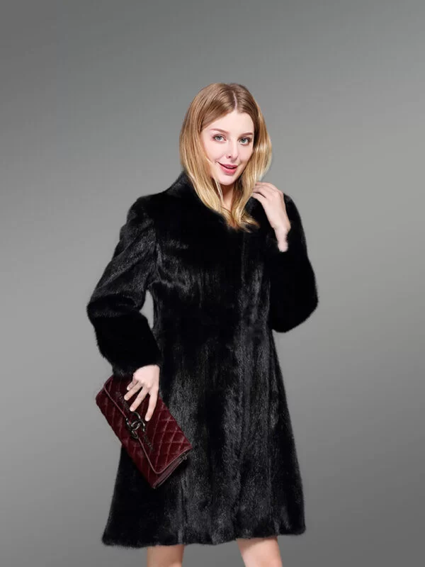Exotic Black Mink Fur Coat - Image 2