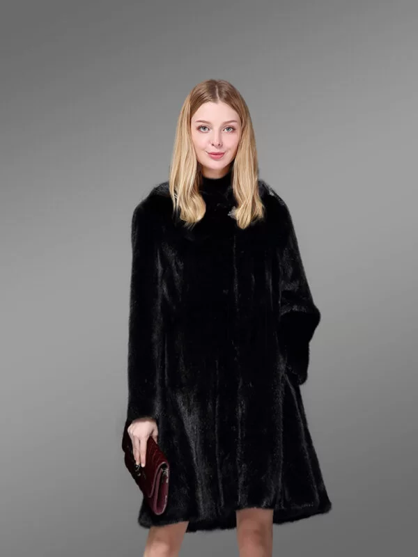 Exotic Black Mink Fur Coat - Image 3
