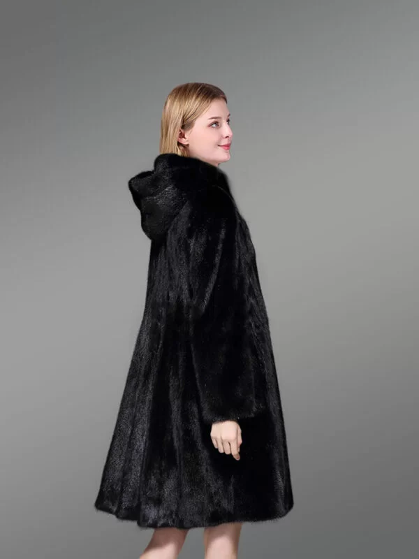 Exotic Black Mink Fur Coat - Image 4