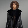 Shearling Jacket with Fox Fur Collar