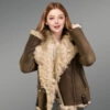 Tan Brown Toscana Shearling Jacket for Women