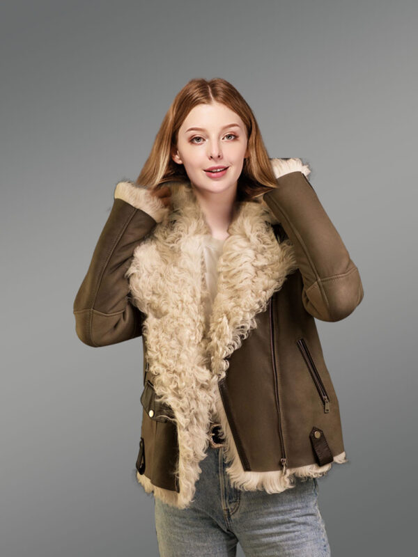 Tan Brown Toscana Shearling Jacket for Women