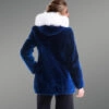 Sheep Wool Coat with Hood in Blue