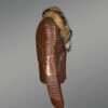 Tan Leather Jacket with Raccoon Fur Collar