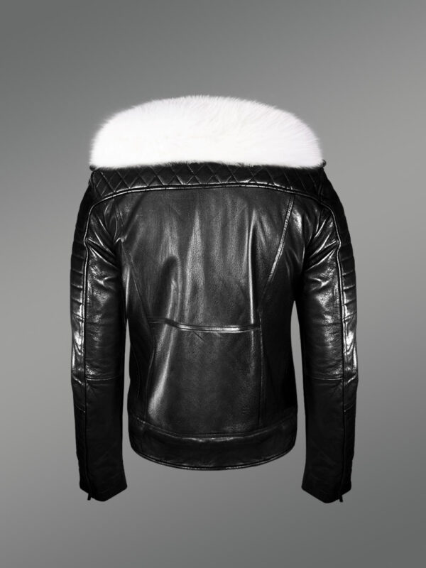 Real Leather Jacket with White Fox Fur