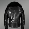 Black Motorcycle Leather Jacket with Fox Fur Collar