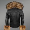 Men’s Chic Leather Jackets with Genuine Fur Collar and Handcuffs