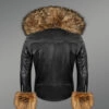 Men’s Chic Leather Jackets with Genuine Fur Collar and Handcuffs