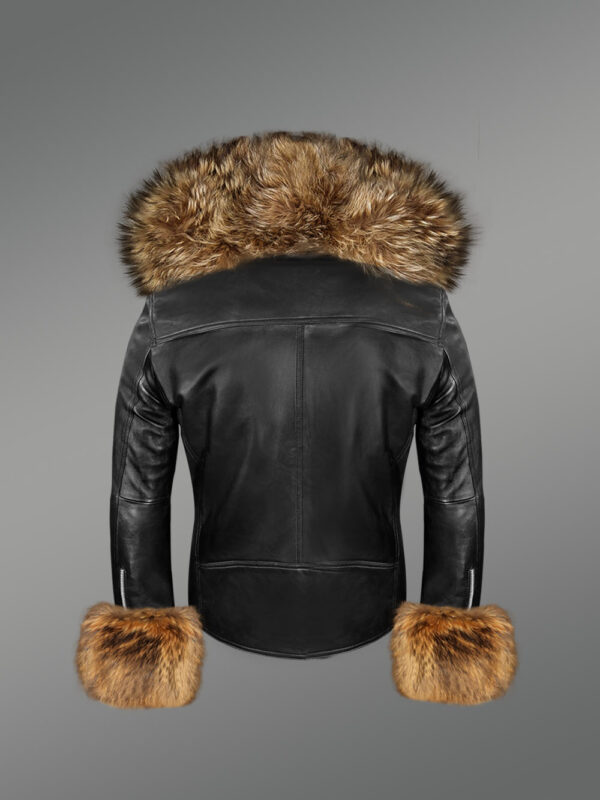 Men’s Chic Leather Jackets with Genuine Fur Collar and Handcuffs