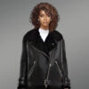 Shearling Jacket with Fox Fur Collar