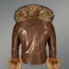 Men’s Brown Leather Jacket with Genuine Fur Hood and Handcuffs