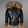 Men’s Leather Jacket with Detachable Fox Fur Collar and Cuffs