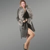 Women’s Silver Fox Fur Coat in Black with a cosy feel and adequate warmth