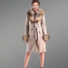 Long Original Shearling Coat with Fox Fur Collar