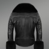 Men’s Premium Leather Jacket with Fur Collar and Handcuffs