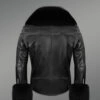 Men’s Premium Leather Jacket with Fur Collar and Handcuffs