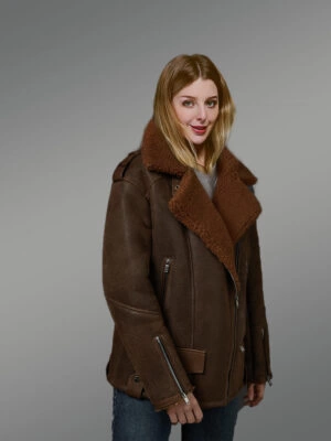 Elegant Version of Genuine Brown Shearling Coats