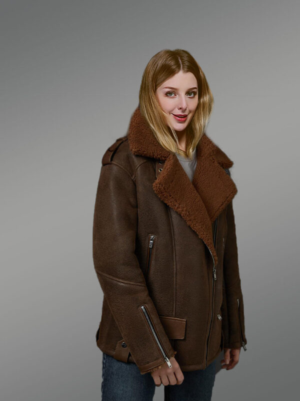 Elegant Version of Genuine Brown Shearling Coats