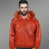 Mens Bomber with Hood and Fox Fur Trim