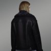 Sheepskin Shearling Jacket for Women in Black Wool