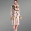 Long Original Shearling Coat with Fox Fur Collar