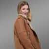 Brown Suede Finish Sheepskin Shearling Jacket for Women