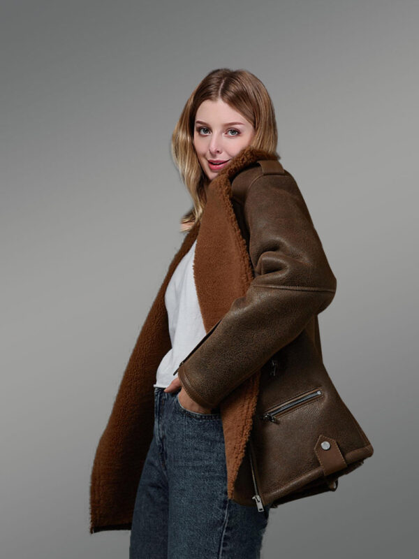 Elegant Version of Genuine Brown Shearling Coats