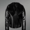 Super Stylish Real Leather Black Biker Jacket with Black Fox Fur