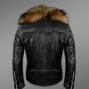 Mens Biker Jacket with Detachable Raccoon Fur Collar