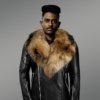 Mens Biker Jacket with Detachable Raccoon Fur Collar