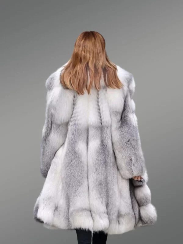 Pure Finland Blue Fox Fur Winter Coat For Women - Image 4