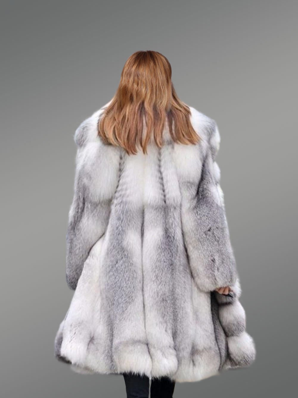 Pure Finland Blue Fox Fur Winter Coat For Women - Image 4